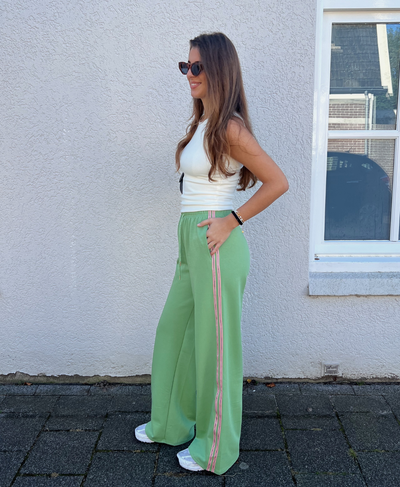 Izzy pants | Green | Pink stripe | Tall