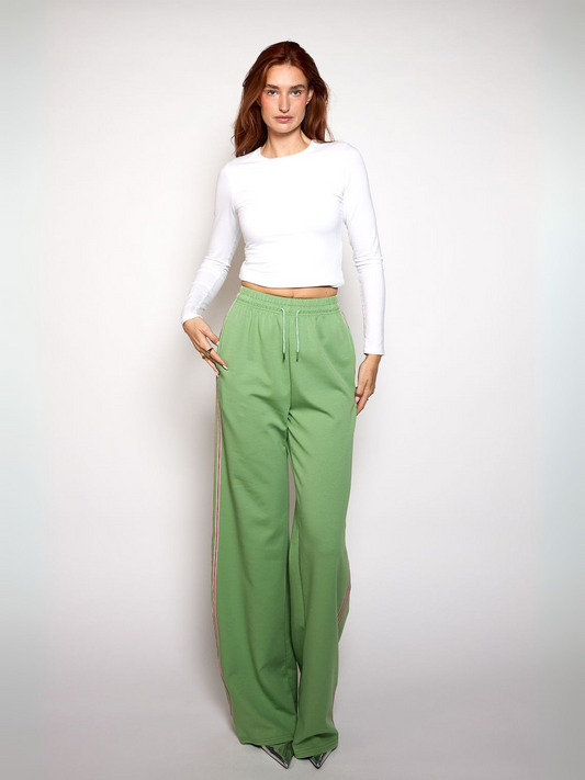 Izzy pants | Groen | Roze streep | Tall