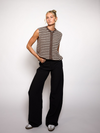 Lola Knitted Spencer met Knoopjes | Bruin wit gestreept | Tall