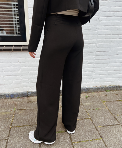 Leila | Wide leg pantalon | Zwart | Tall