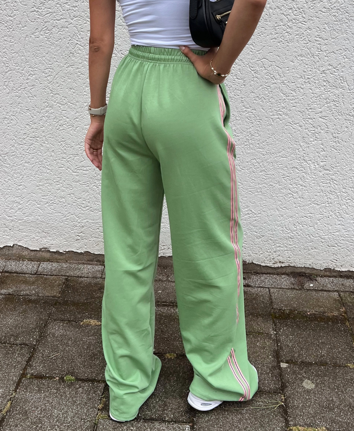 Izzy pants | Groen | Roze streep | Tall