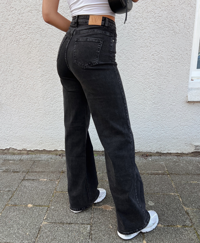 Sassy | Super Wide Leg Jeans | Stretch | Washed black | Tall