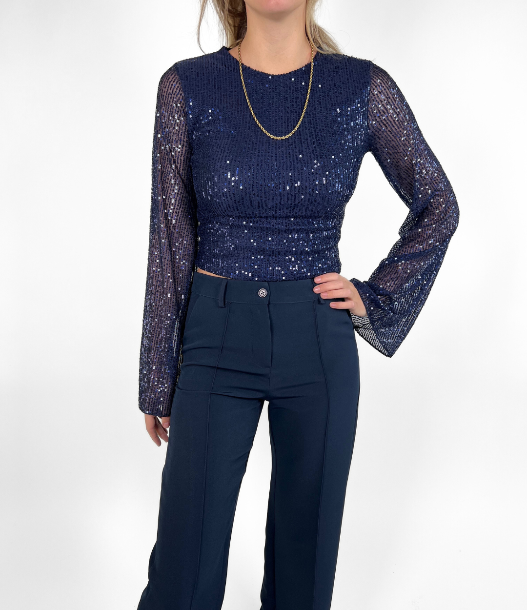 Mae Sequin top | Tall | Navy
