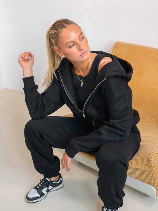 Khloé Zipper Hoodie | Zwart | Tall