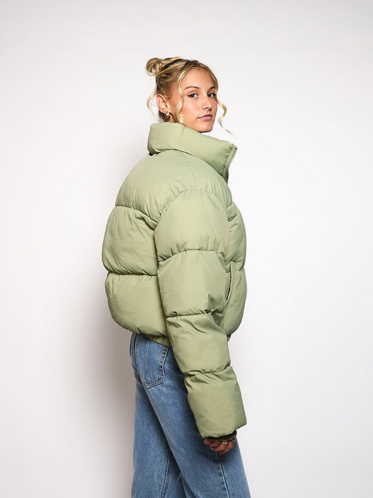 Mara Cropped Puffer Jack | Groen | Tall