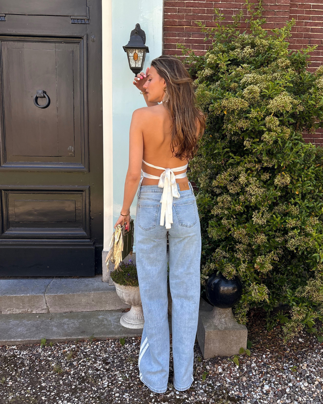 Fay Mid Waist Jeans met strepen| Blauw | Stretch | Tall