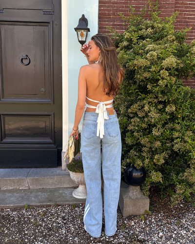 Fay Mid Waist Jeans met strepen| Blauw | Stretch | Tall