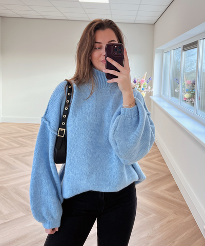 Rose | Gebreide oversized trui | Blauw