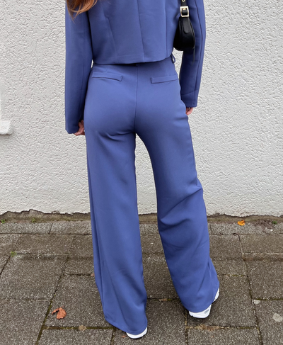 Leila| Wide leg pantalon | Blauw | Tall