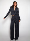 Leila Cropped Blazer | Navy with stripe | Tall