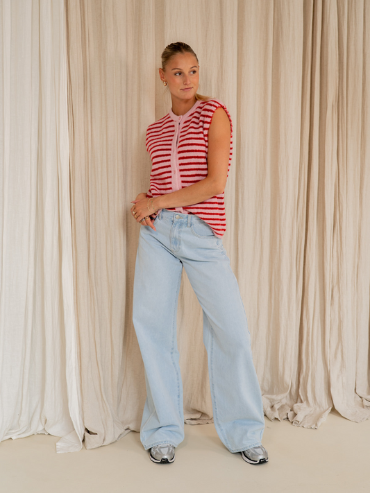 Jade Super Wide Leg Jeans | Mid-waist | Light blue | Tall