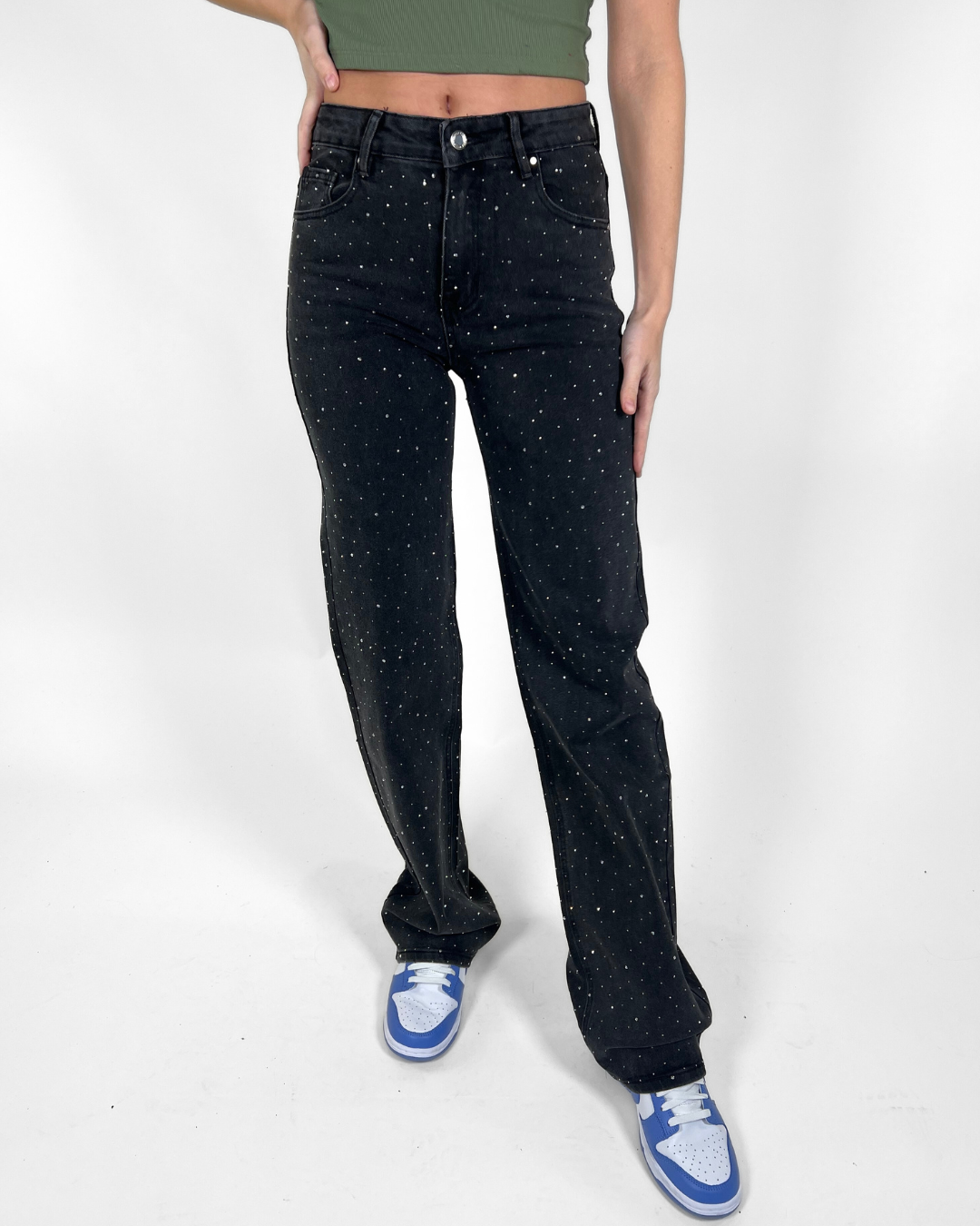 tall diamond wide leg jeans grijs