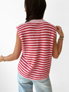Lola Knitted Spencer met Knoopjes | Roze rood gestreept | Tall