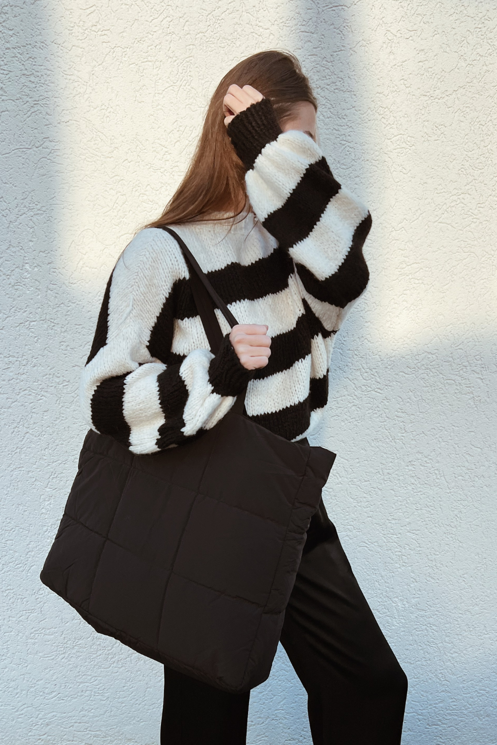 Knitted sweater June | Striped black
