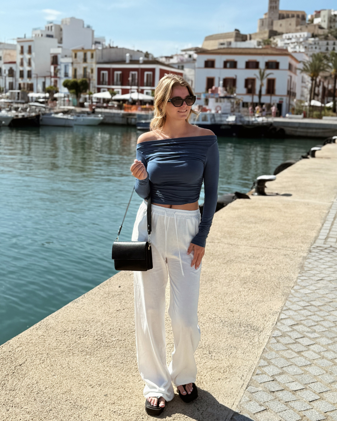 Lieke off shoulder top | Tall | Blauw