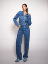 Zoë Denim Jumpsuit | Straight leg | Stretch | Donkerblauw | Tall