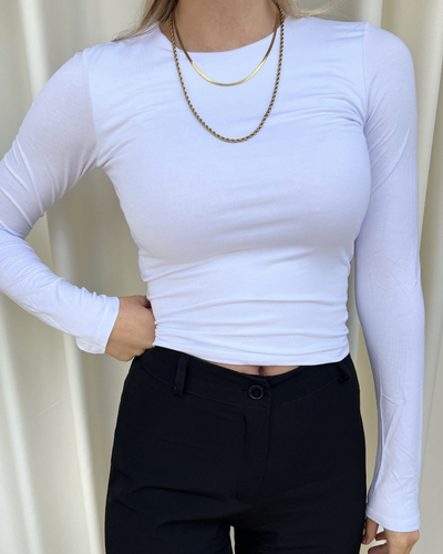 Lexie long sleeve top | Tall | Wit
