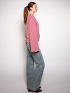 Nine Tee | Wijd uitlopende mouw | Gestreept wit rood | Tall