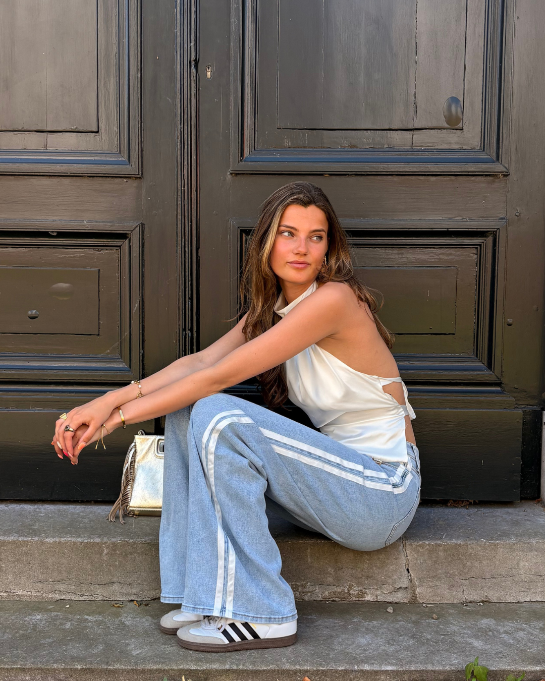 Fay Mid Waist Jeans met strepen| Blauw | Stretch | Tall