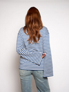 Nine Tee | Wijd uitlopende mouw | Gestreept wit blauw | Tall