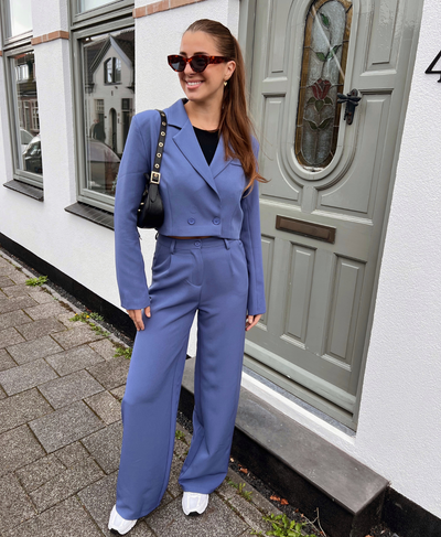 Leila| Wide leg pantalon | Blauw | Tall