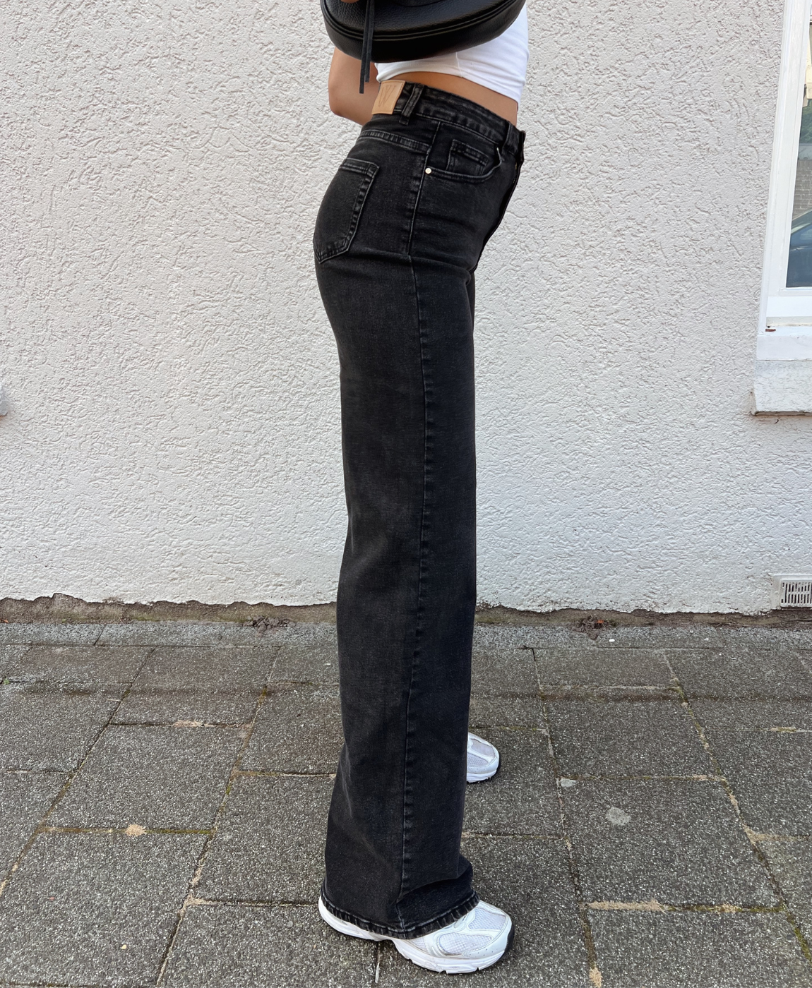 Sassy | Super Wide Leg Jeans | Stretch | Washed black | Tall