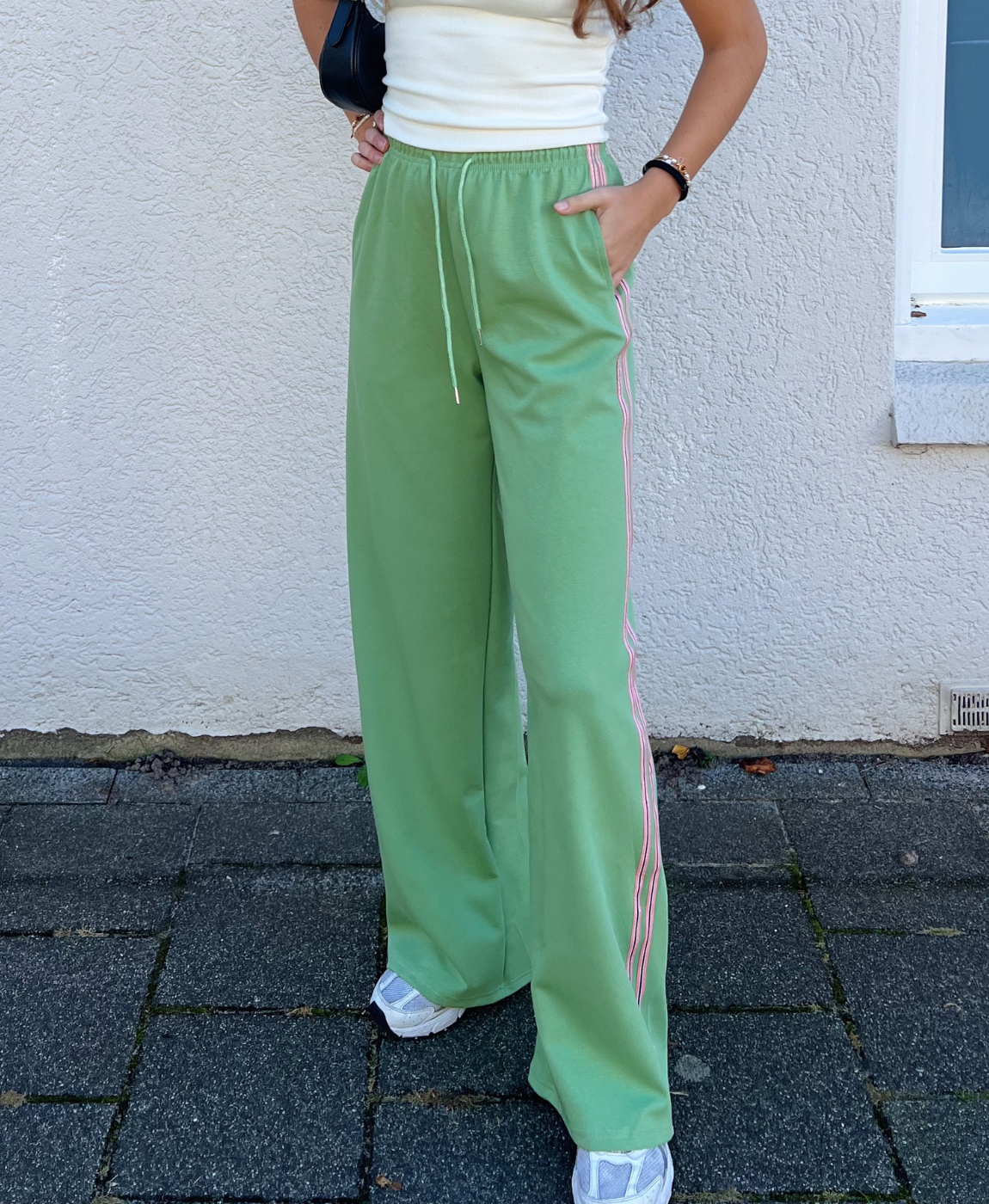 Izzy pants | Groen | Roze streep | Tall