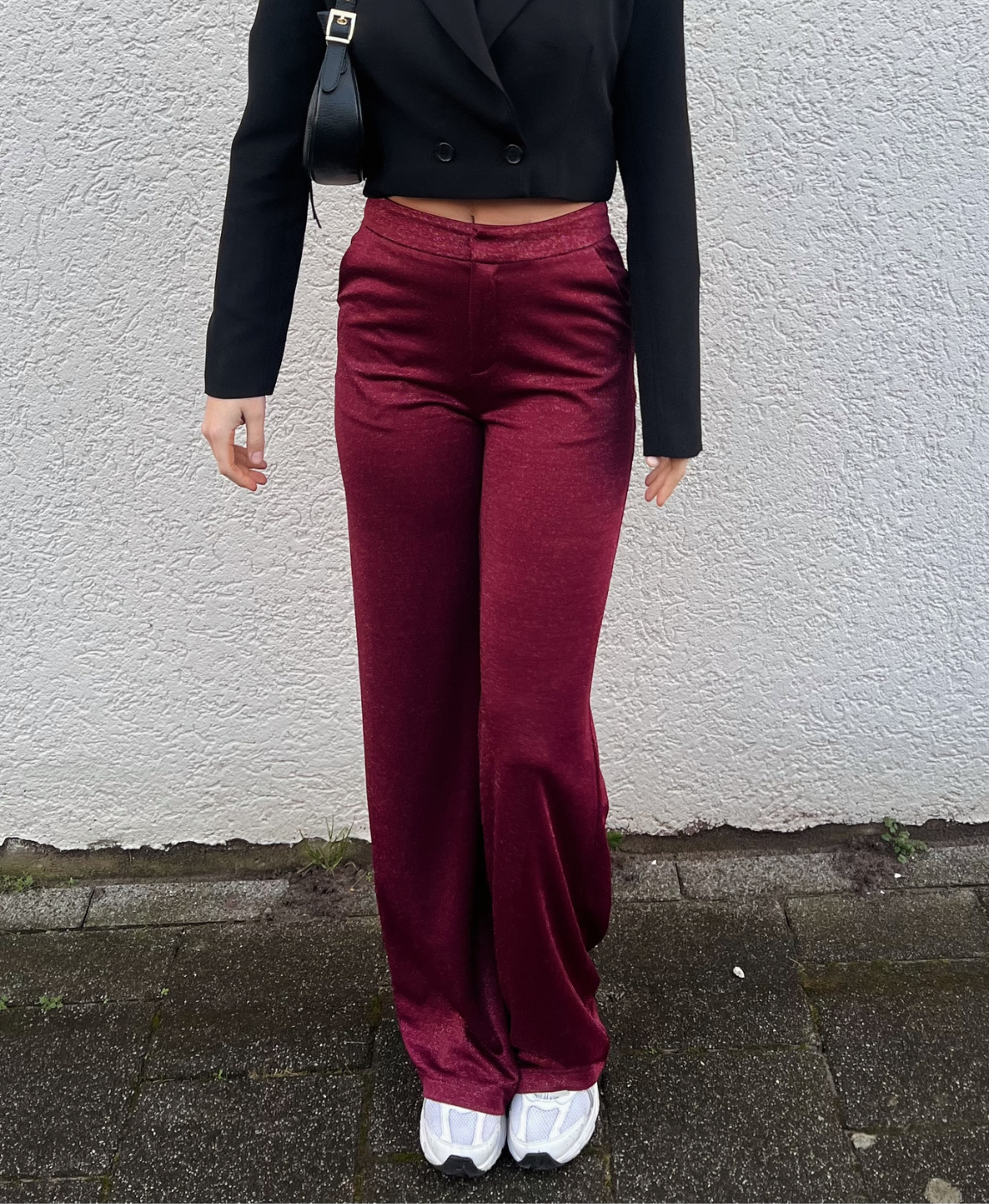 Nova Glitter Trousers | Bordeaux | Tall