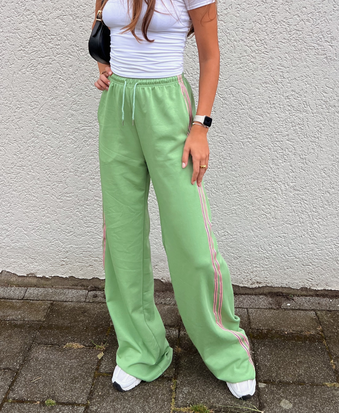 Izzy pants | Groen | Roze streep | Tall