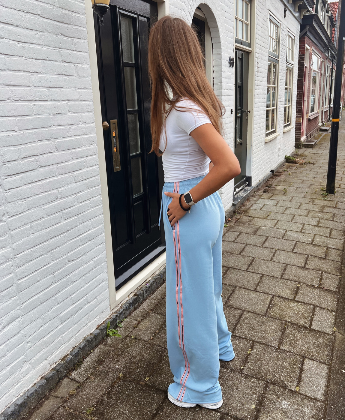 Izzy pants | Blue | Pink stripe | Tall