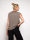 Lola Knitted Spencer met Knoopjes | Bruin wit gestreept | Tall
