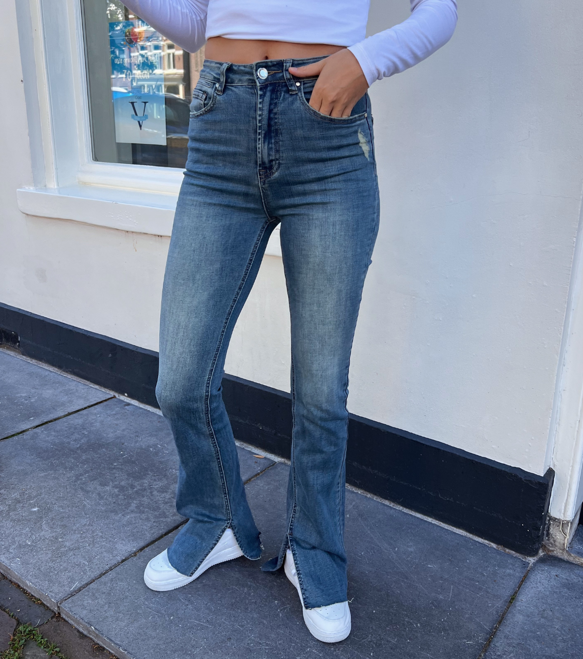 Kae flared split Jeans | Blue | Stretch | Tall