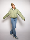 Mara Cropped Puffer Jack | Groen | Tall