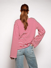 Nine Tee | Wijd uitlopende mouw | Gestreept wit rood | Tall