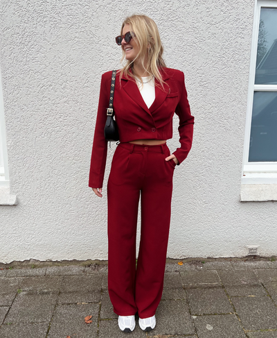 Leila | Wide leg trousers | Bordeaux | Tall