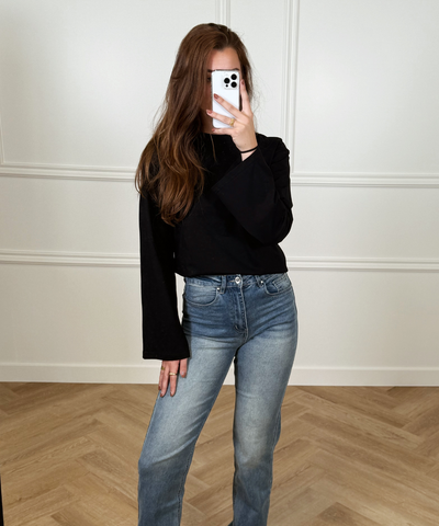 Nine Tee | wijd uitlopende mouw | Tall | Zwart
