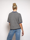 Lena Gebreid Vest met Knoopjes | Wit Donkerblauw gestreept | Tall