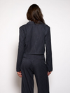 Leila Cropped Blazer | Navy with stripe | Tall