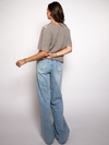 Lena Gebreid Vest met Knoopjes | Wit bruin gestreept | Tall