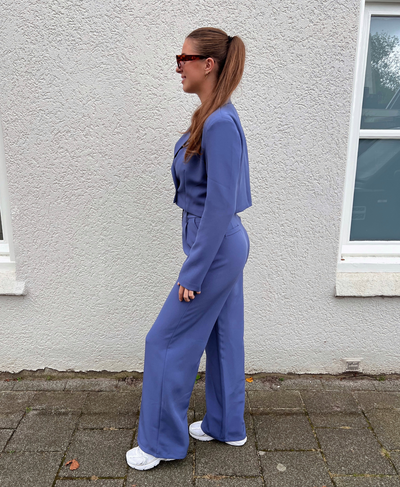 Leila| Wide leg pantalon | Blauw | Tall