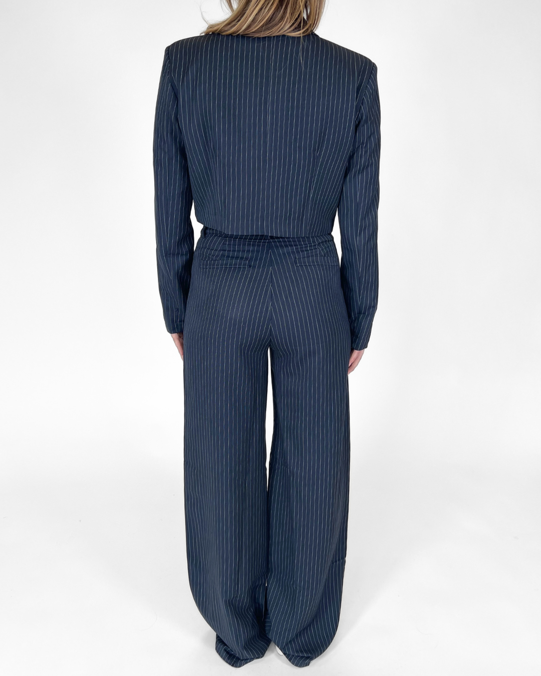 Leila | Wide leg pantalon | Navy met streep | Tall