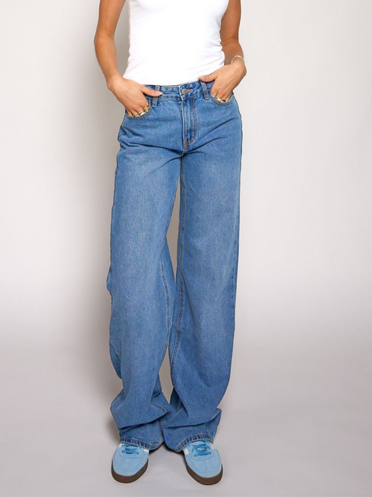 Jade Super Wide Leg Jeans | Mid-waist | Blue | Tall