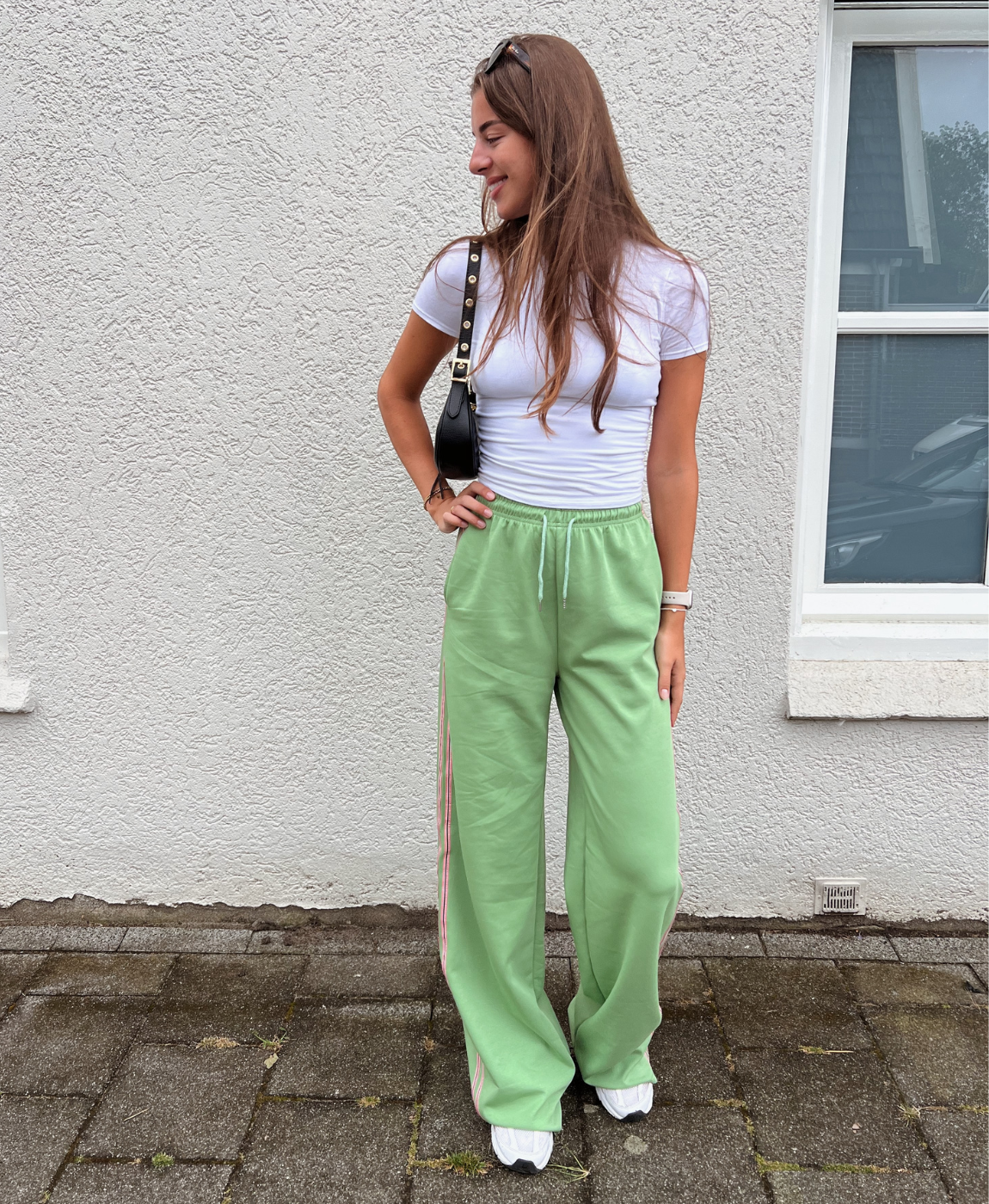 Izzy pants | Groen | Roze streep | Tall