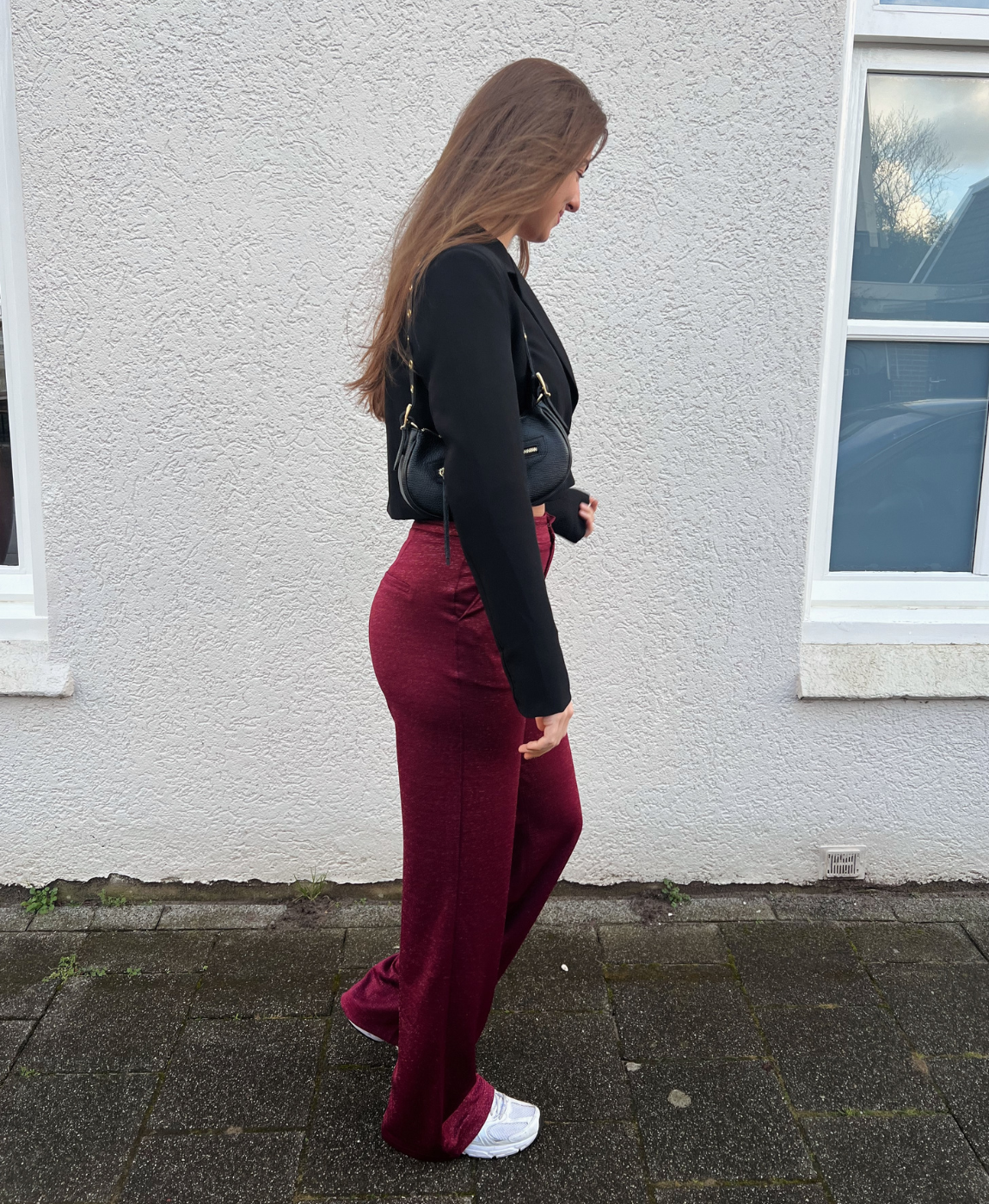 Nova Glitter Trousers | Bordeaux | Tall