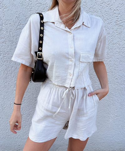 May | Linen top | Co-ord set | Beige | Tall