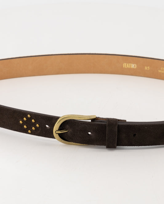 Kathy riem bruin | suède | gouden gesp