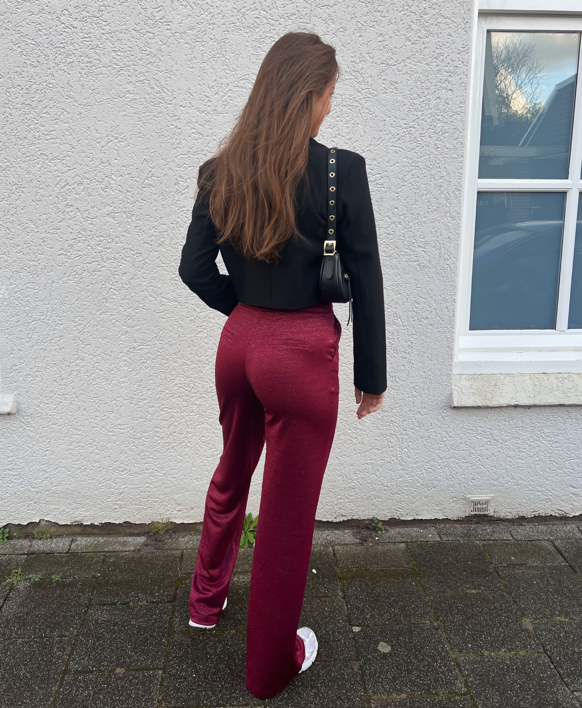 Nova Glitter Trousers | Bordeaux | Tall