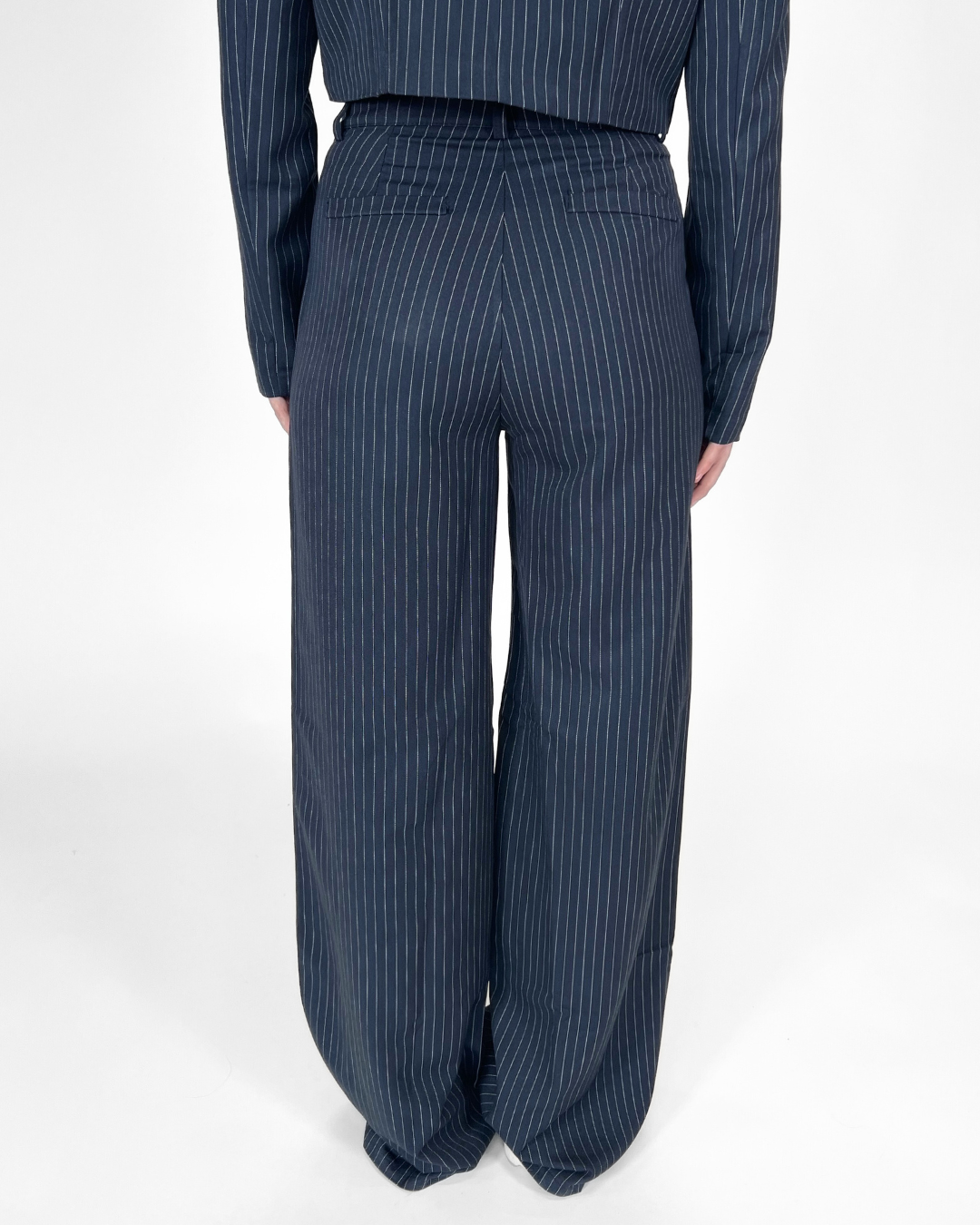 Leila | Wide leg pantalon | Navy met streep | Tall