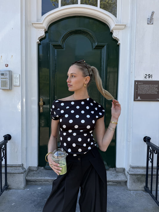 Amber Polkadot top | Zwart wit | Tall