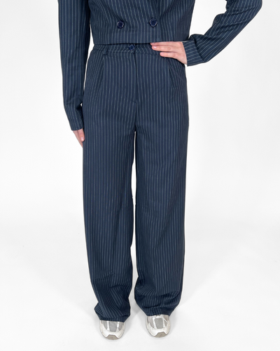 Leila | Wide leg pantalon | Navy met streep | Tall